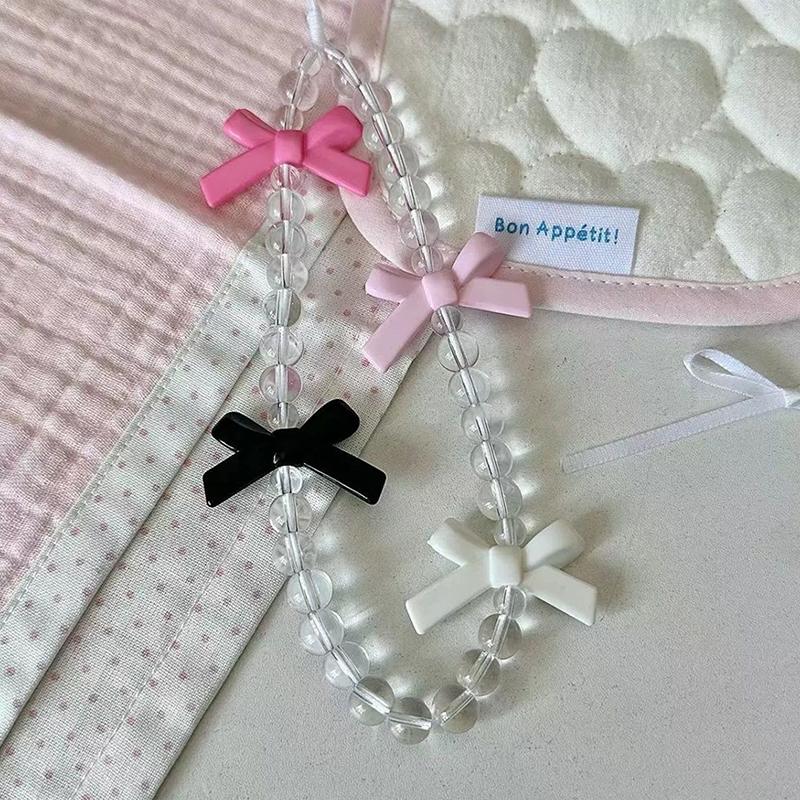 Cute Charm Bowknot Phone Chain For Women Girl Telephone Jewelry Strap Beaded Lanyard Hanging Cord Accessories Ccd Camera Pendant