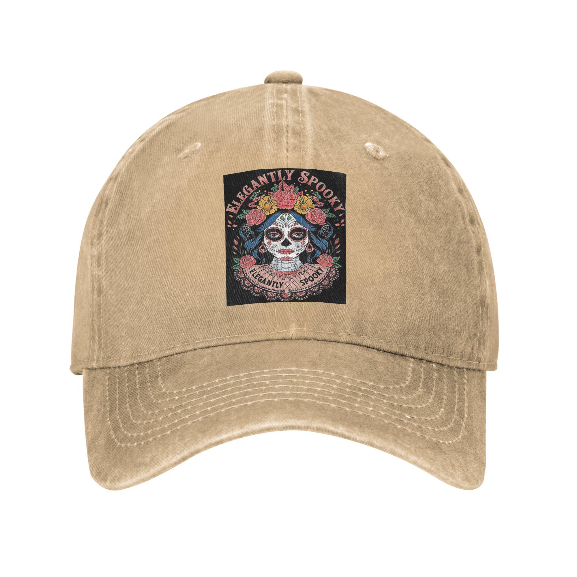 

Mexican Catrina Girl Day Of The Dead Sugar Skull Denim Fabric Cap Casual Baseball Caps Hat Summer Unisex Baseball Hats One Size