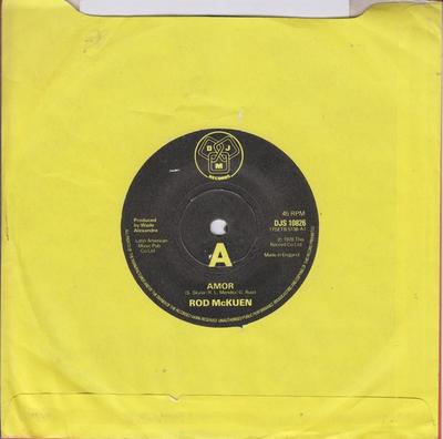 7inch Record ROD MCKUEN - Amor DJS10826 DJM Records 1978 UK Soul/Funk Used