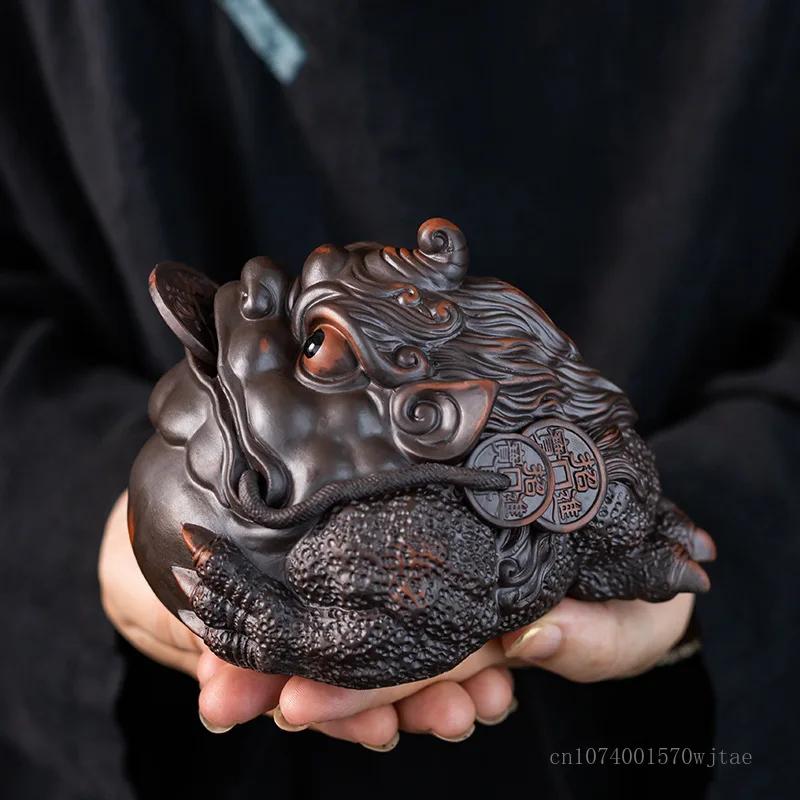Purple Sand Tea Pet Ornament, Animal Dragon Pixiu Creative Tea Play Mini Tea Set Accessories , Boutique Mud Small Ornaments, 1Pc