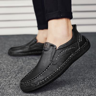 Popular Hand-stitched Men's Shoes Outdoor Casual Shoes One-pedal Leather Shoes Low-top Large-size Lazy Shoes