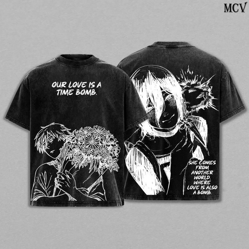 

Помите Чоловік-бензопила Резе Аніме Футболка Для Чоловіків Одяг Гарячий Манга Принт Вінтажна Оверсайз Футболка Харадзюку Y2k Бавовна Вуличний Одяг Жіночий Чоловічий Одяг XXL темно-синього кольору