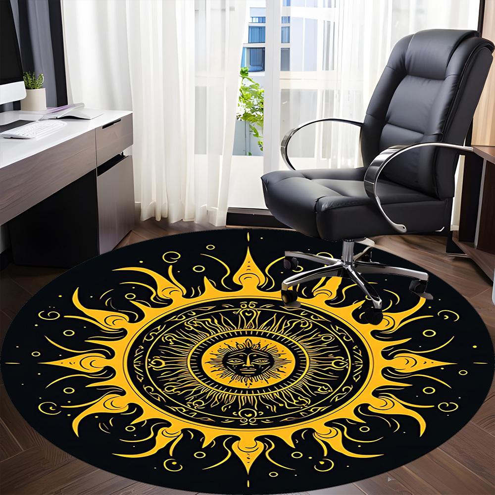 1pc Sun Mandala Chair Carpet for Office, Soft Flannel Throw Mat, Perfect for Office,Holiday Party Decoration Choice yy251113060