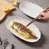 White Porcelain Oval Seafood Plate - High-Temperature Resistant, Ideal for Restaurants and Hotels.