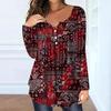 Elegant Plus Size Paisley V-Neck Button Top for Women