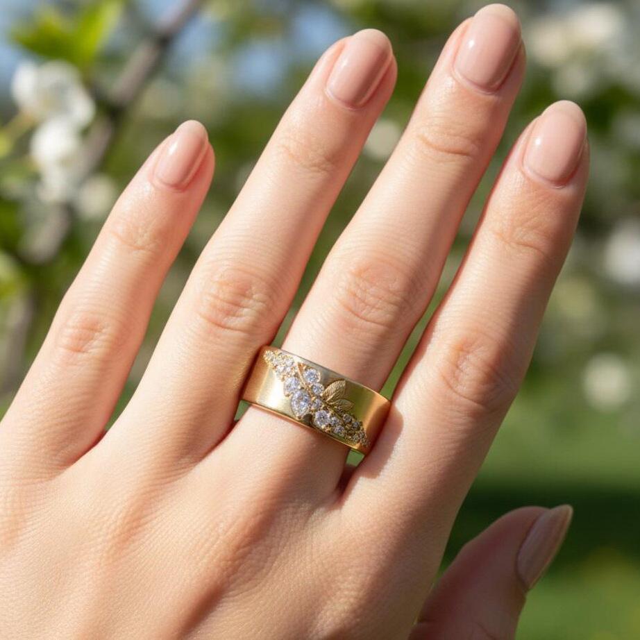 2026 New Jewelry Temperament Leaf Horse Eye Zircon Ring Fashion Versatile Engagement Ring