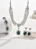Luxury European Retro Crystal Zirconia Geometric Jewelry Set: Necklace, Earrings, Bracelet