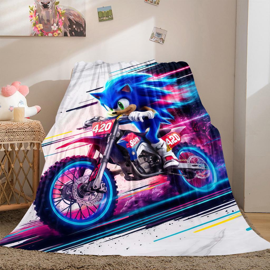 Sonic Series Flannel Lightweight Blanket Home Decor Sofa Bed Travel Cover Family Gift For All-Season LXRa47