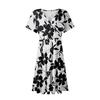 Women's Summer Dress Loose Beach Vacation Casual Deep V Neck Short Sleeve Dress Elegant Dress