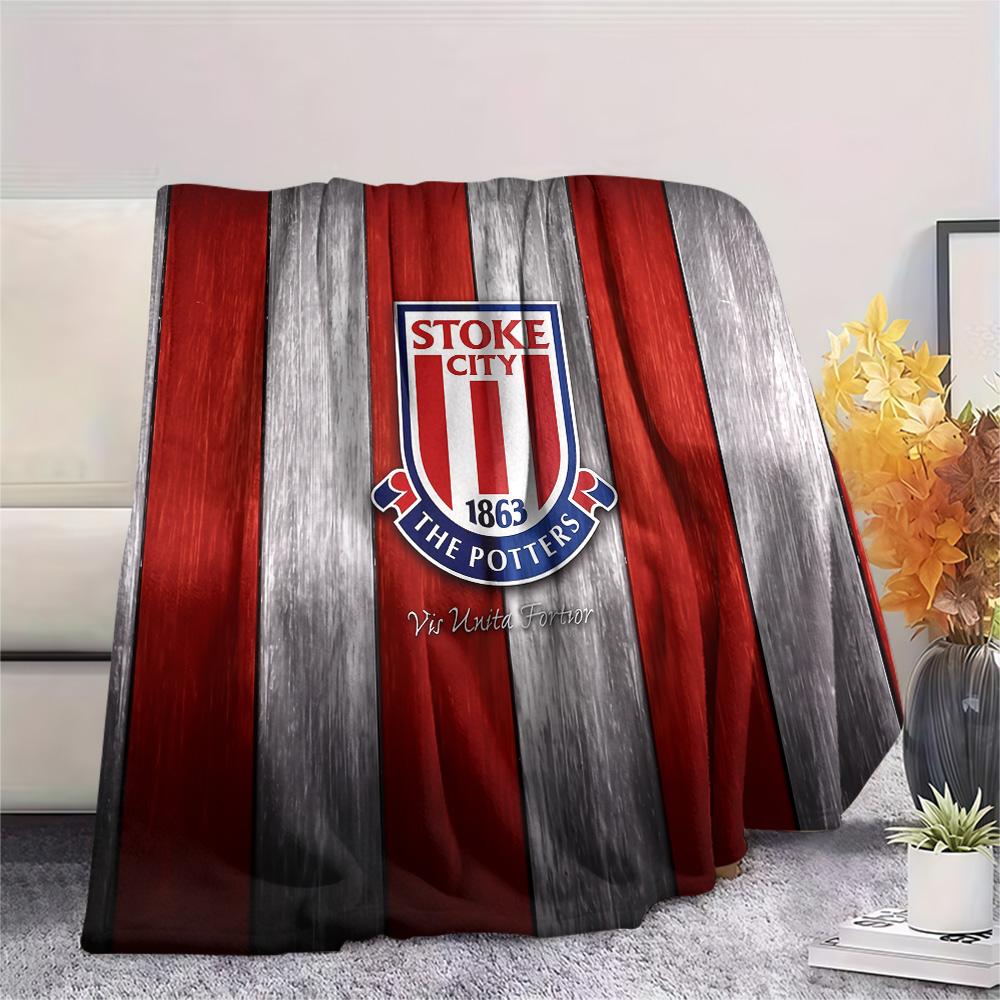 Stoke City Football Club Flanelldecke mit Aufdruck, Hohe Qualität, Bequem für alle Jahreszeiten, Heimdekoration, Wärme und Komfort
