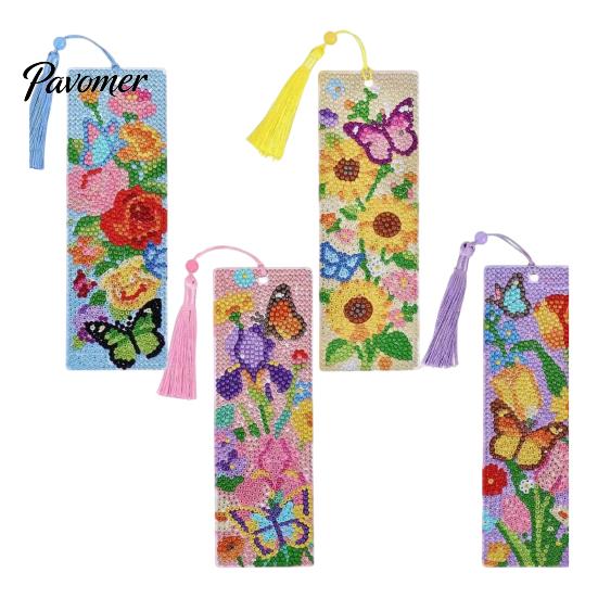Adult Craft Projects 4PCS Christmas Theme Diamond Painting Bookmarks, Creative DIY Art Kits, Reading Accessories Stress Relief Portable Book