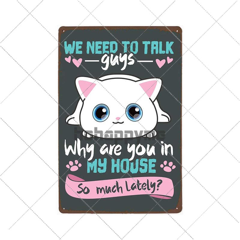 Funny Black Cat Pet Animal Cartoon Metal Tin Sign Vintage Poster Decorative Wall Plates Plaque Retro Home Decor 20x30cm