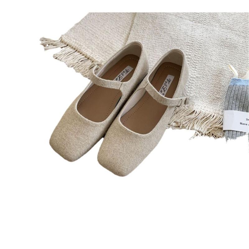 French square head with Mary Jane shoes for women in spring and autumn 2025, new evening fairy wind woolen light mouth single shoes