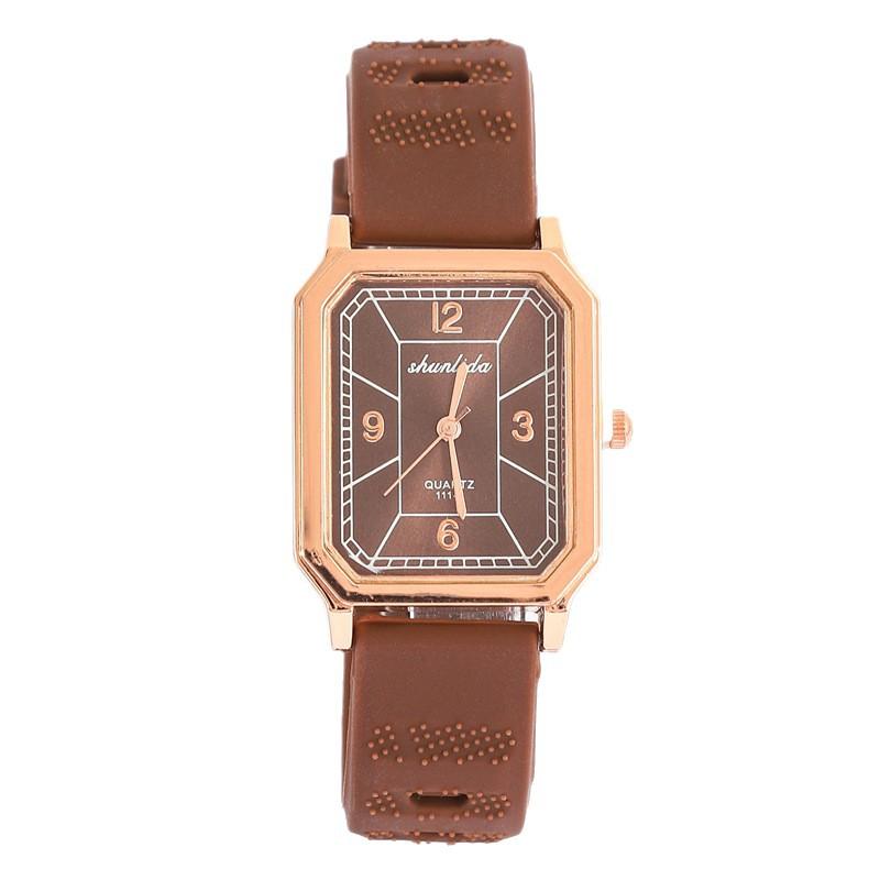 Fashion Versatile Ladies Watch Rectangle Casual Silicone Strap Quartz Watch Schoolgirl Watch