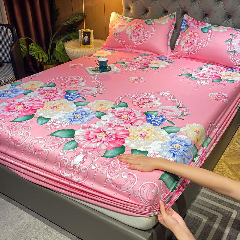 New Skincare Wash Cotton Matte Fitted Sheet Summer Refreshing Bed Cover Mattress Protector Cover Single Double Single Fitted Sheet