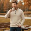 Men's Quarter Zip Pullover Sweater - Solid Color Long Sleeve Casual Top Slim Fit Half Zip Sweatshirt for Autumn & Winter Outwear