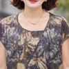 Elegant Plus Size Summer Short Sleeve Two-Piece Set for Middle-Aged Women 2026