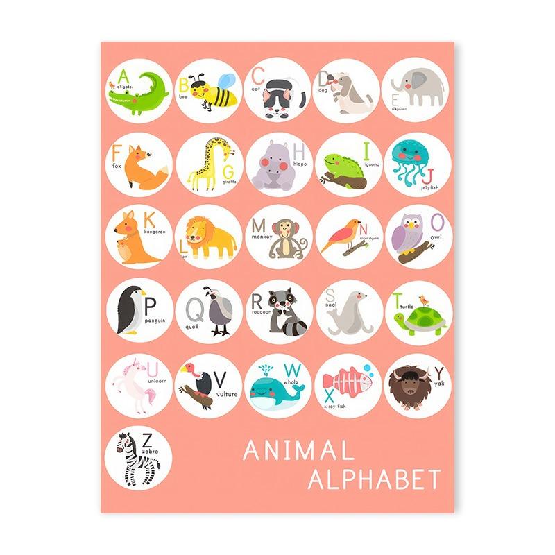 Kids Learning Education Posters English Letters and Numbers Canvas Painting Nordic Nursery Baby Bedroom Wall Art Home Decor
