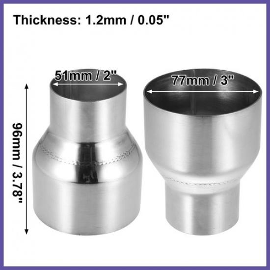 Universal 2 ID to 3" ID Stainless Steel Exhaust Pipe Adapter Reducer Connector