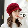 Women'S Winter Solid Color Warm Knitting Loose Beret Leisure Ski Cap Korean Version Beret Plus Velvet Thick Knitting Ear Cap