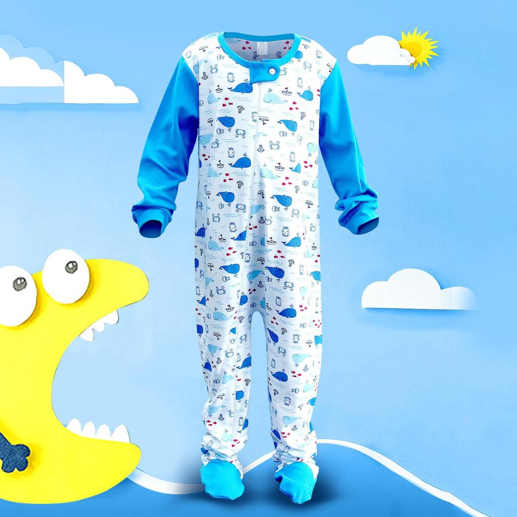 Baby Kinder 2 bis 7 Jahre alt Einteiliger Strampler Langarm 100% Baumwolle Kleidung Reißverschluss Jungen und Mädchen Kleidung Pyjama Strampler