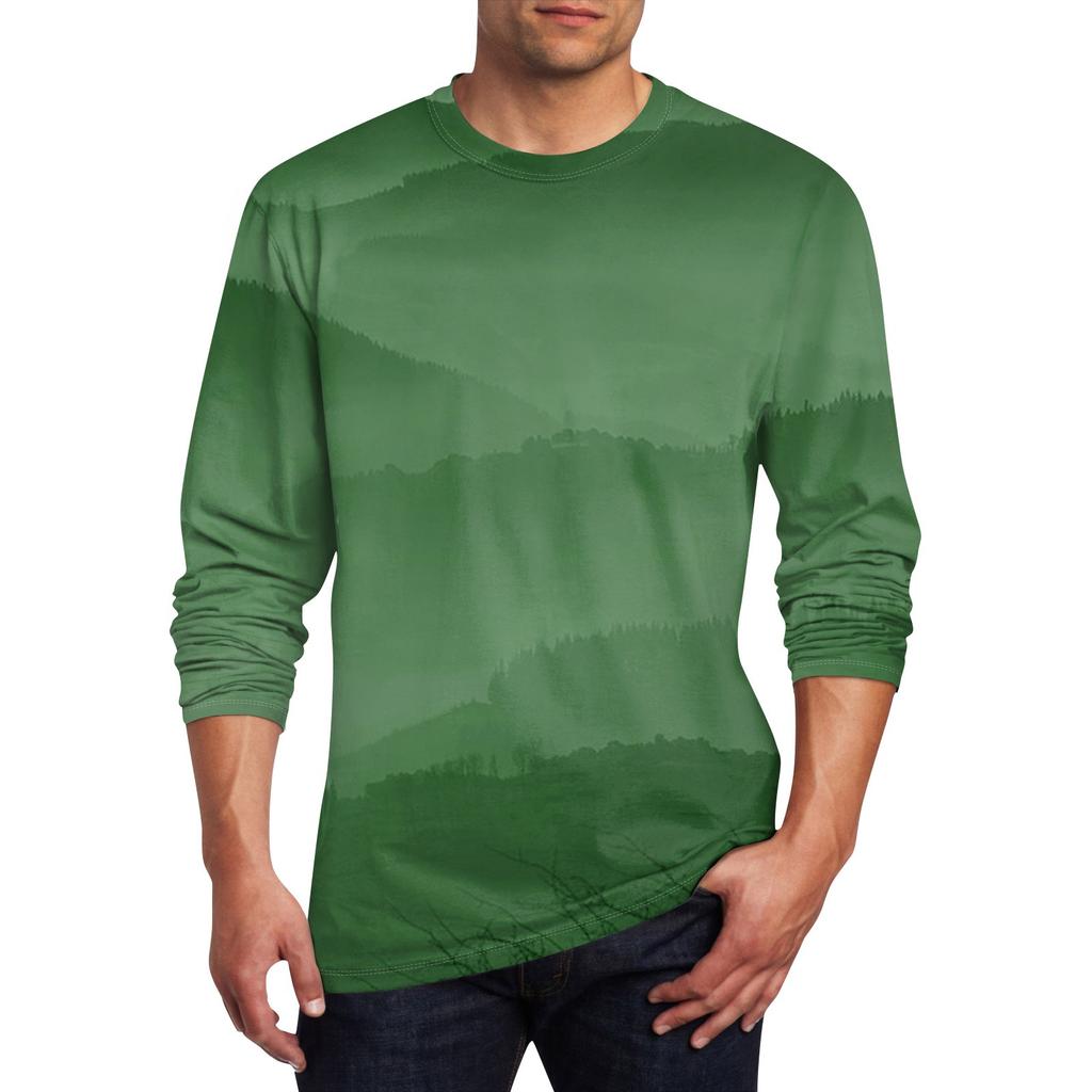 Men's T Shirt O-Neck Clothing Apparel Outdoor Long Sleeve Print Fashion Designer Vintage