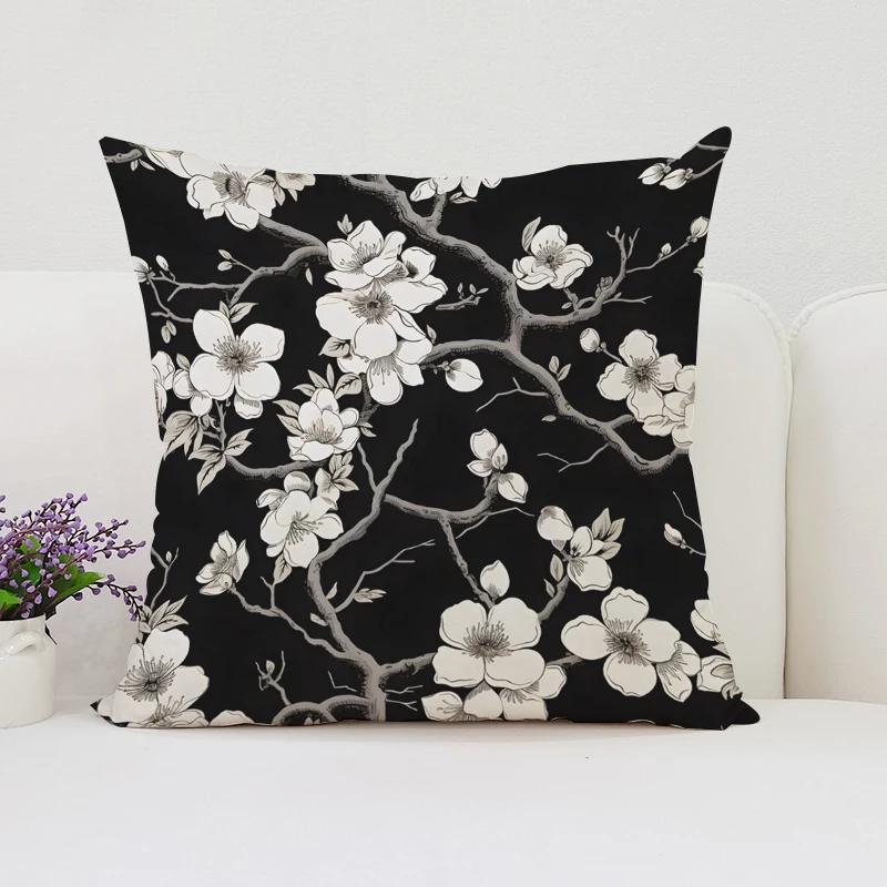 Cushion Covers for Decorative Cushions Japanese Cherry Blossom Pillowcases for Pillows 45x45 Luxury Cushion Cover Pillow Cases