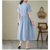 V-neck Mid-length Dress Summer New Retro Literary Large Swing A-line Skirt