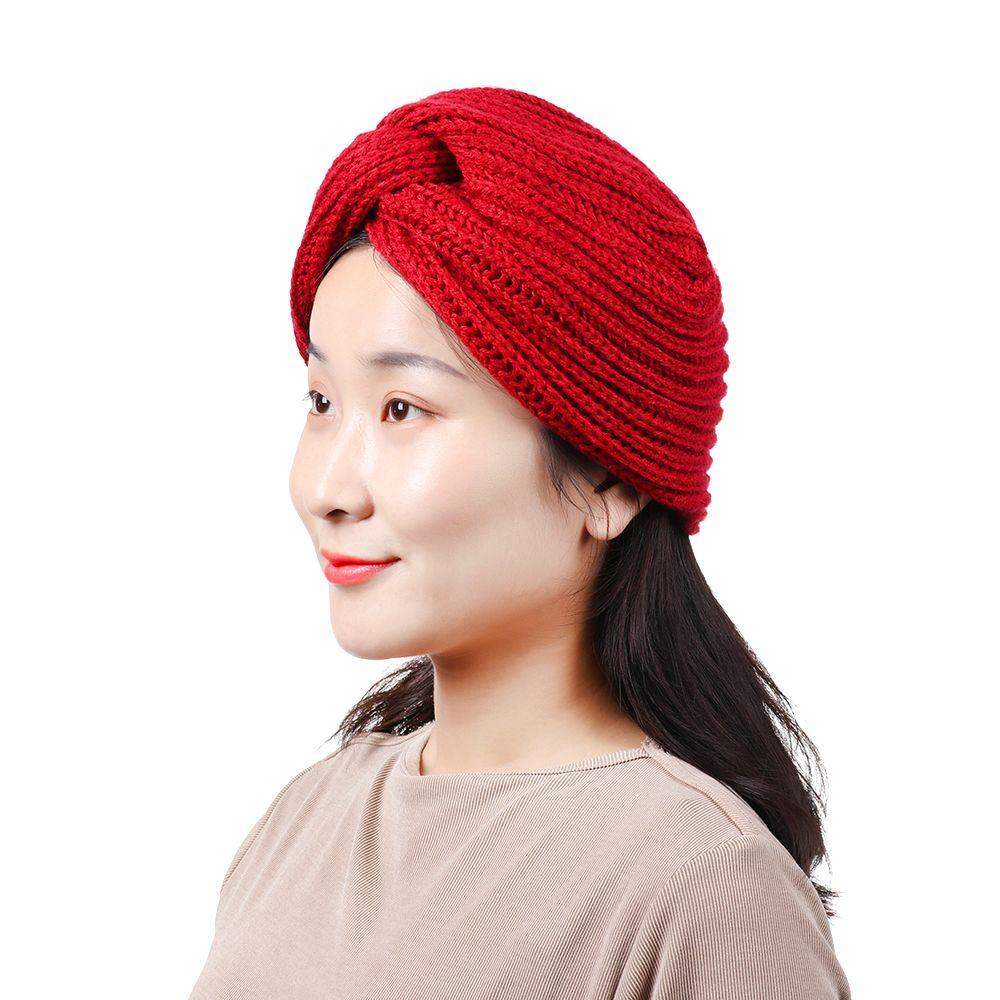 Autumn Winter Hair band Knitted Head Wrap Caps Ladies Turban Twist Headwrap Hat Women Felt Hat