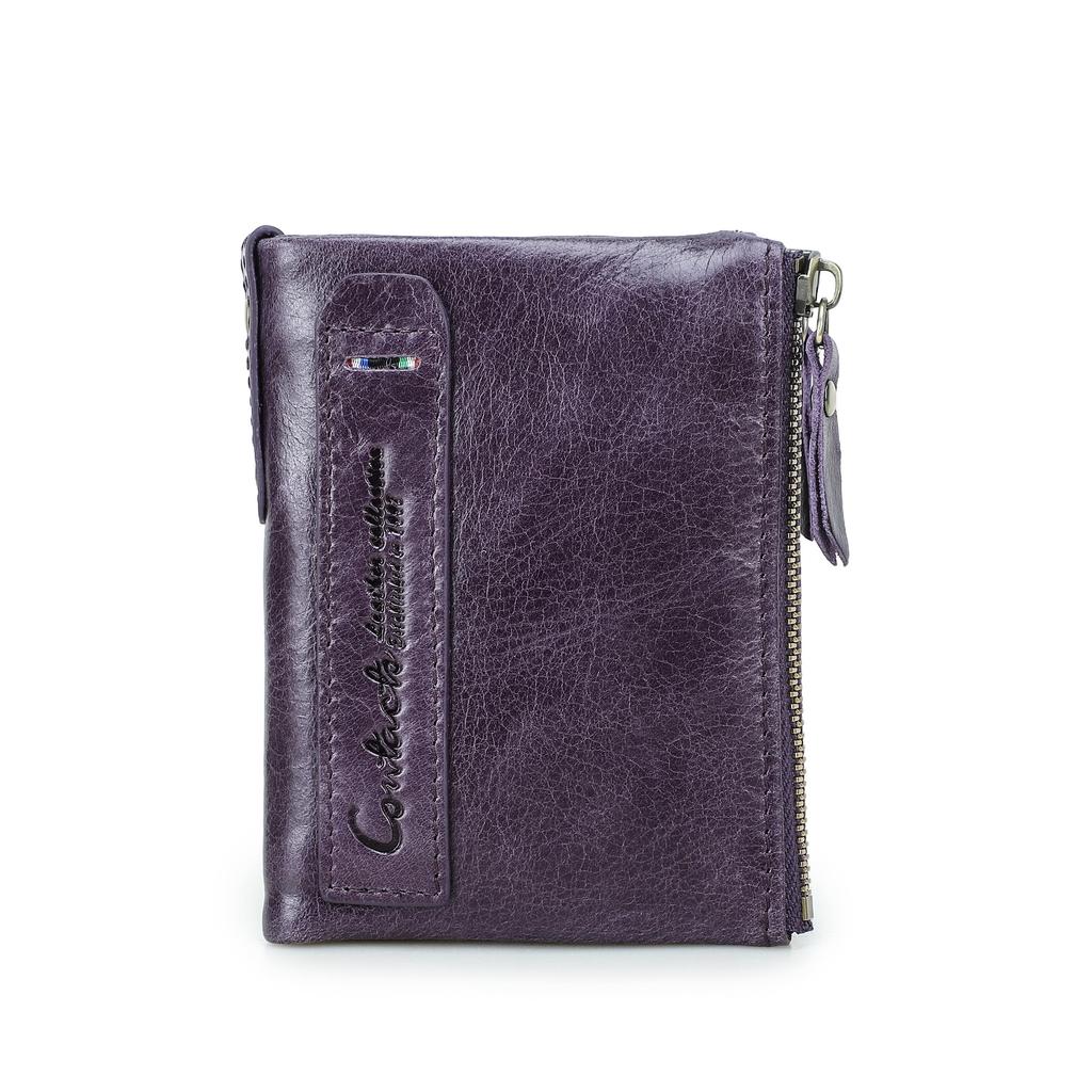 CONTACT'S Echtes Leder Vintage Geldbörse Herren Kurzes Münzfach RFID Kartenhalter Unisex Kleine Geldbörsen Hohe Qualität Designer Geschenk für Freund oder Familie