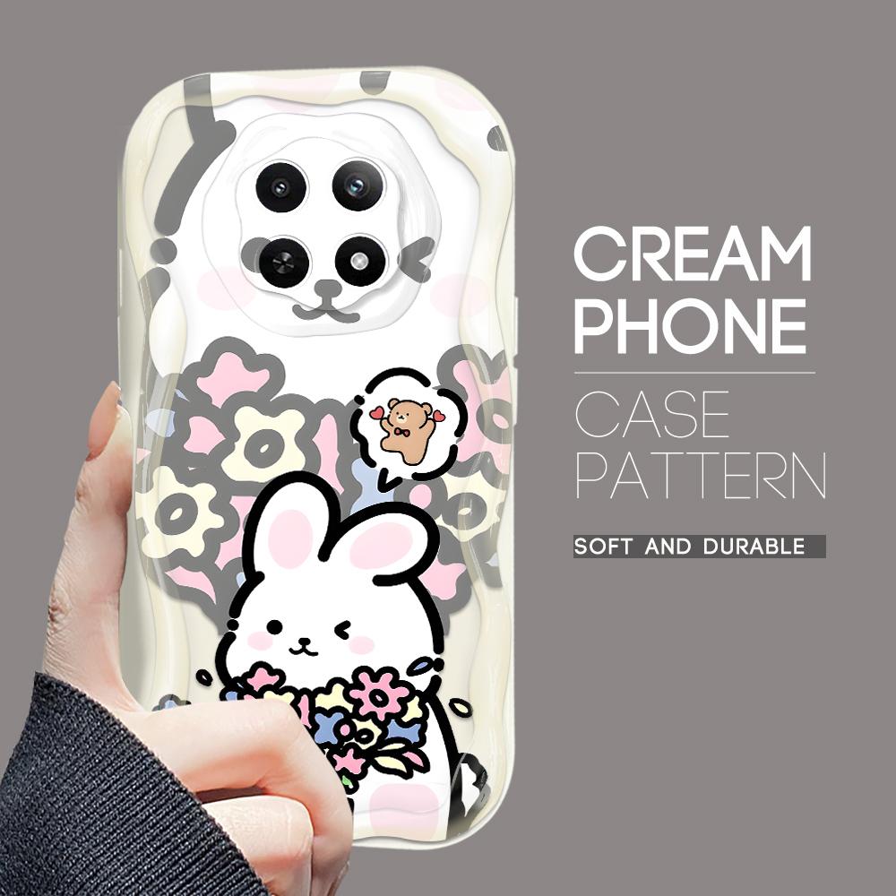 Cartoon Pattern Cream Texture Casing Wavy Edge Soft Silicone Cover Phone Case for OPPO Reno Realme OnePlus Vivo