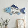 Holzfischgräten Wanddeko Strandholz Fisch Wandskulptur Vintage Mediterraner Stil Fisch Hängende Wandkunst für Zuhause Seehaus Schlafzimmer Dekor