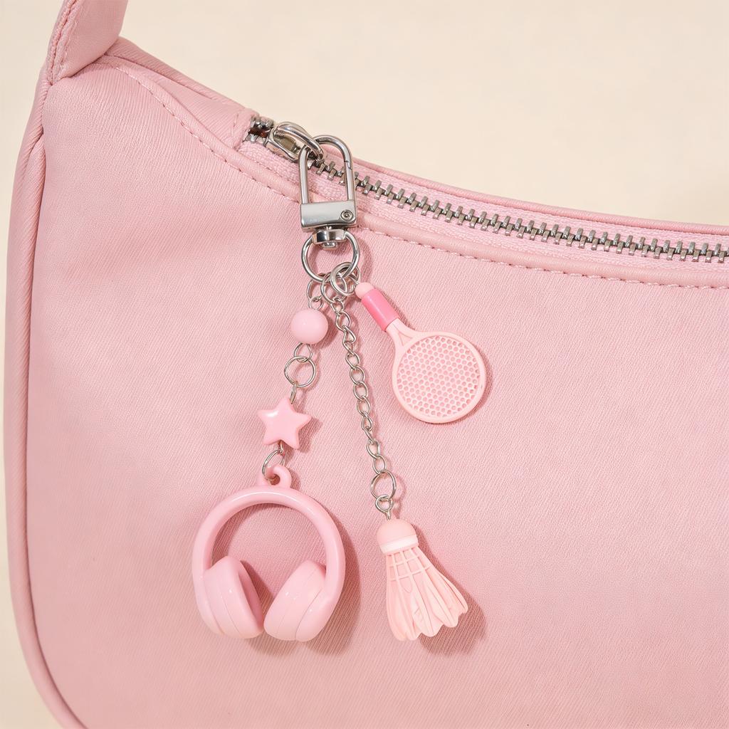 Practical Keychain Accessory Music Themes Unique Headphones Badminton Styles Hanging Ornament for Birthdays Sports Event