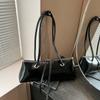Y2K French Stick Handbag Solid Color Texture Underarm Bags All-match PU Shoulder Bag  Women