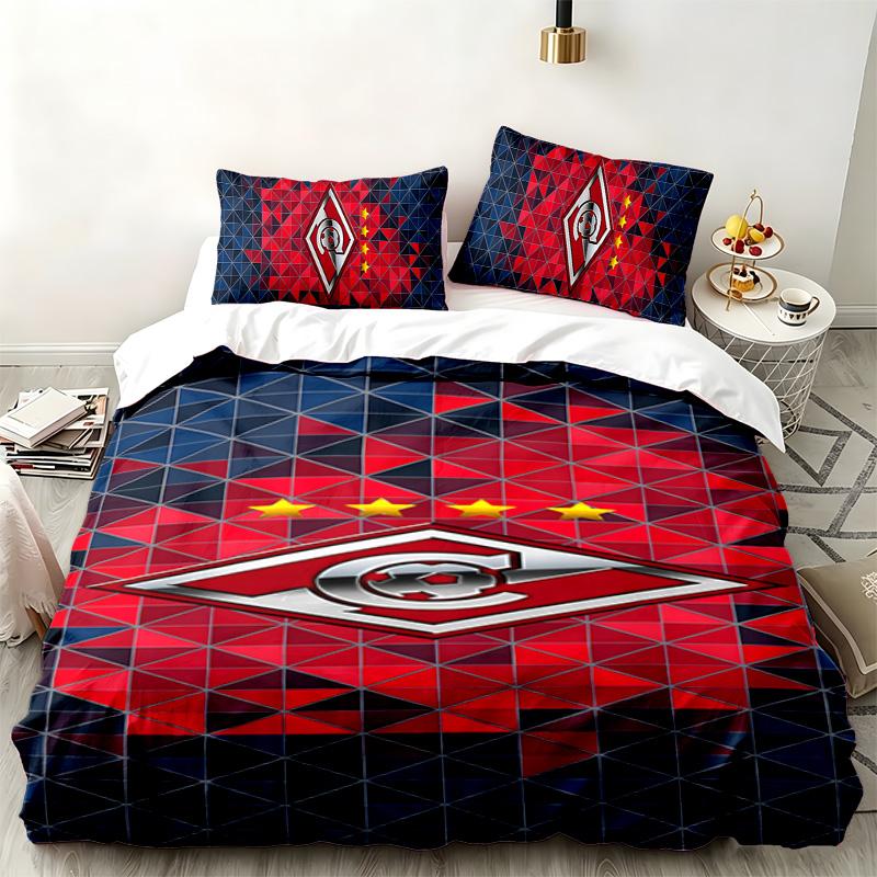FC Spartak Moskau 3-teiliges Set Perfekt für das Schlafzimmer Bequemes Bettwäsche-Set enthält einen Bettbezug und zwei Kissenbezüge Ideales Geburtstags- oder Weihnachtsgeschenk