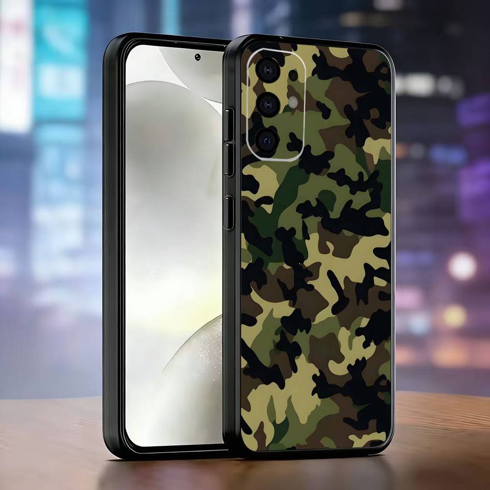 F-Fashion C-Camouflage Phone Case Black Silicone Soft For Samsung S25,S24,S21,S22,S23,S30,Ultra,S20,Plus,Fe,Lite