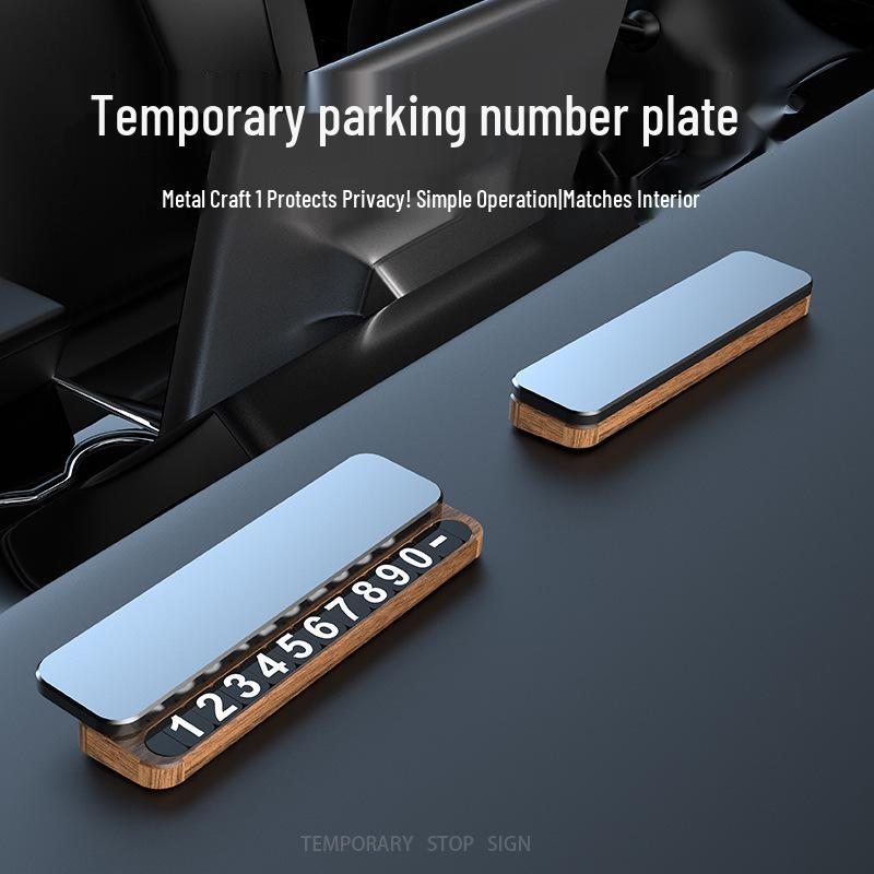 Premium Temporary Car Parking Sign: Solid Wood & Alloy with Movable Phone Number Plate