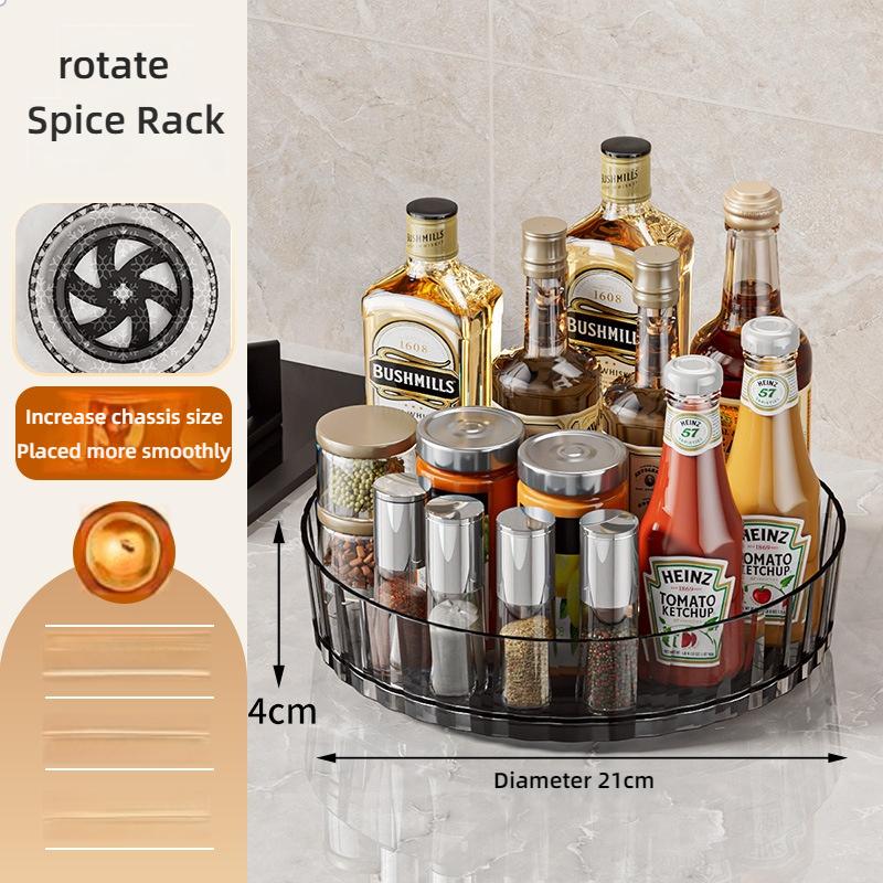 360 Rotating Storage Rack Kitchen Storage Spice Rack Non-Slip Cabinet Kitchen Bathroom Organizer Tray Plate Cosmetic Organizer