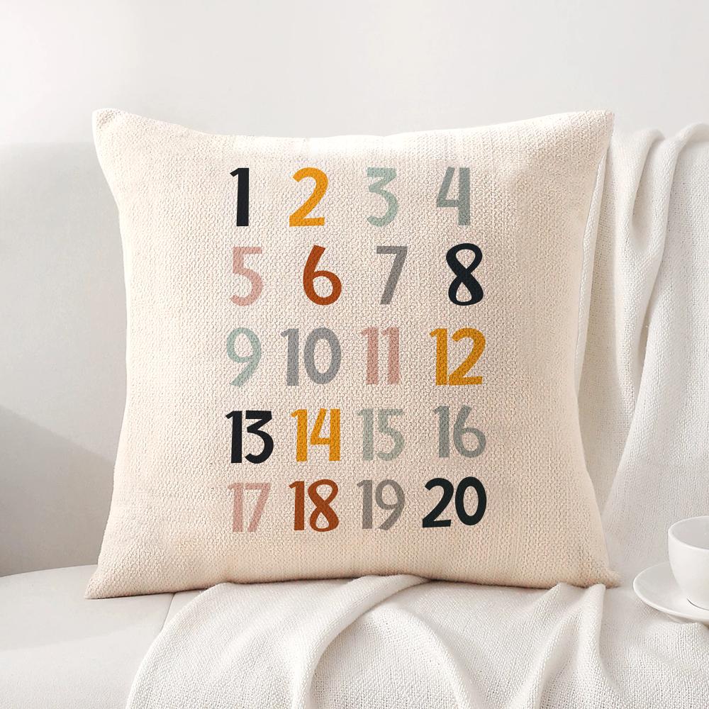 English Education Cushion Cover Natural Linen Organic Fabric DoubleSided Printing Sofa Home Decor Breathable Bed Pillow