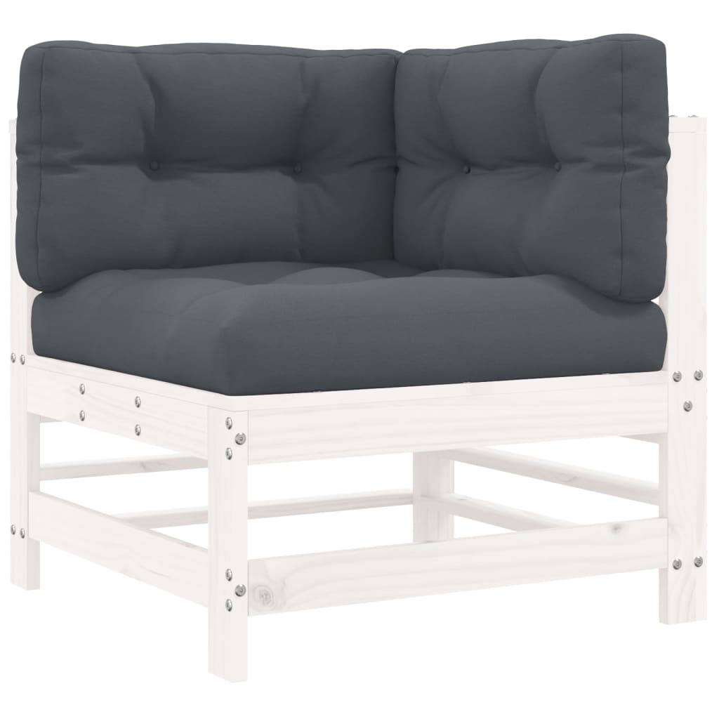 7 piece Garden Lounge Set with Cushions White Solid Wood