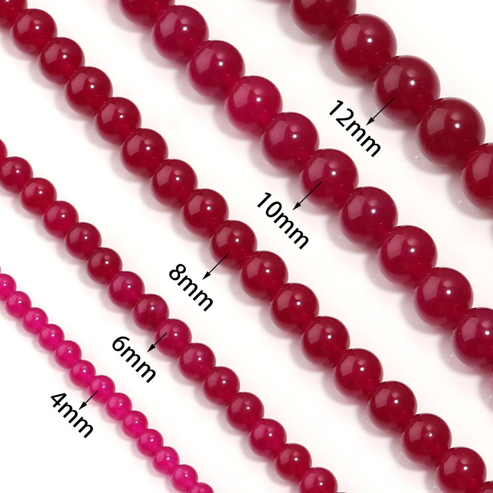 1 Strand Natural Purple Red Chalcedony Stone Beads 4 6 8 10 12mm Round Gemstone Beads for Jewelry Making DIY Bracelets Necklace