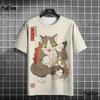 Anime Cat T-shirt For Men Summer O Neck Trendy Short Sleeve Tees Oversized Streetwear Casual Sweatshirt Male Basic Clothing Tops