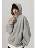 Men's 450g Heavyweight Boxy Cropped Hoodie, Button-Up, American Style for Spring/Autumn