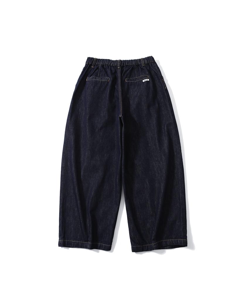 ANGLAN Long Tuck Wing Balloon Denim Pants - Indigo
