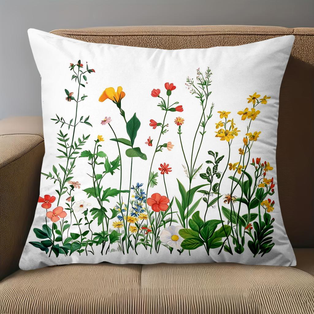 1 Pieces Floral Printed White Cushion Pillow Cover Set Polyester pillowcase, sofa decorative cushion cov Headboard Pillow