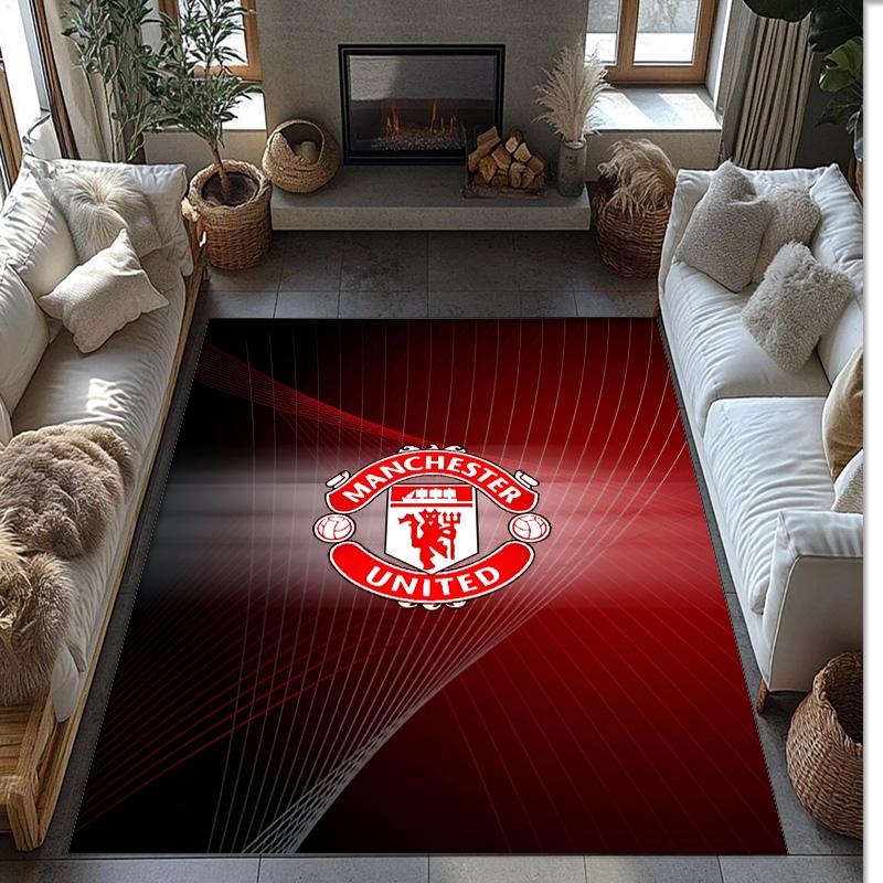 Manchester United Theme rug Soft Crystal Velvet Area Rug Non-Slip Floor Carpet for Living Room Bedroom Nursery