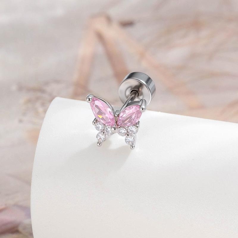 

Sweet Cartilage Puncture Earrings High-end Creative Earrings with Cute and Earrings Butterfly fashion Jewelry рожевий