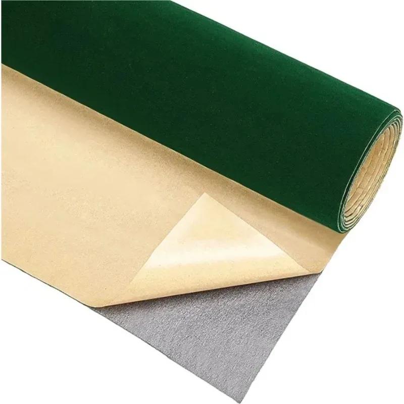 2m/4m/9m/18m*45cm Green Color Self Adhesive Velvet Fabric Sticky Flocking Christmas Fabrics for Jewellry Box Car Interior Decor
