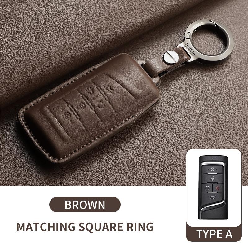 Leather Car Remote Key Case Cover for GAC Trumpchi GS3 GS4 GS5 GM8 GA3 GA4 GA6 SGS7 Empow J11 J12 J13 Car Key Fob Shell Keychain