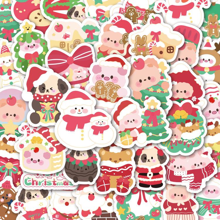 100PCS Cute Christmas Animals Graffiti Stickers DIY Kids Toys Gift Scrapbooking Stationery Album Funny Sticker Decal Decoration
